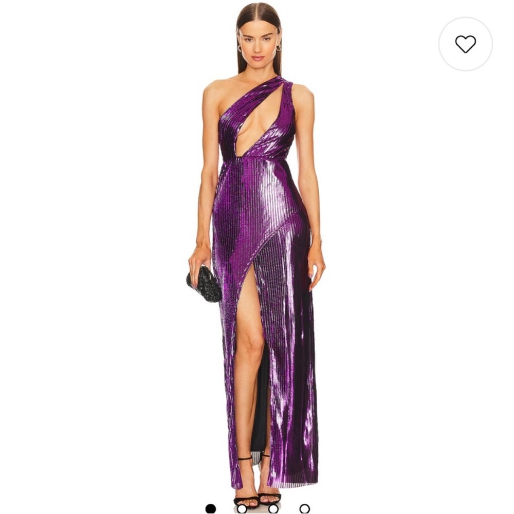 Michael Costello Purple One Shoulder Shimmer gown Dress Small